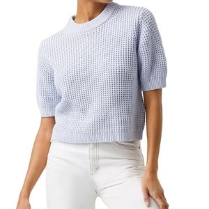 French Connection Mozart Luna Waffle Sweater Crystal Clear Baby Blue Small